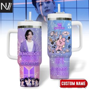 Personalized BTS Jungkook Home Again Tumbler With Handle And Straw