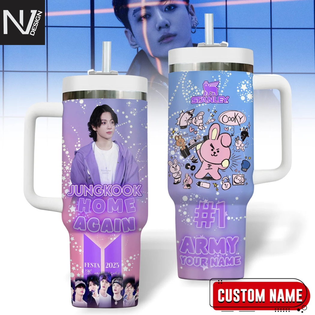 Personalized BTS Jungkook Home Again Tumbler With Handle And Straw Personalized BTS Jungkook Home Again Tumbler With Handle And Straw