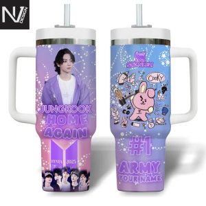 Personalized BTS Jungkook Home Again Tumbler With Handle And Straw