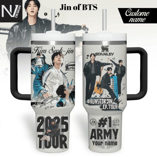 Personalized BTS Kim Seok-Jin 2025 Tour Tumbler With Handle And Straw