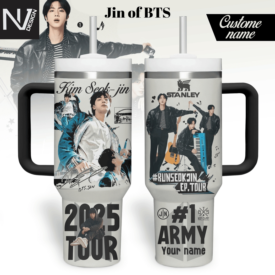 Personalized BTS Kim Seok-Jin 2025 Tour Tumbler With Handle And Straw Personalized BTS Kim Seok-Jin 2025 Tour Tumbler With Handle And Straw