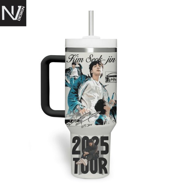 Personalized BTS Kim Seok-Jin 2025 Tour Tumbler With Handle And Straw