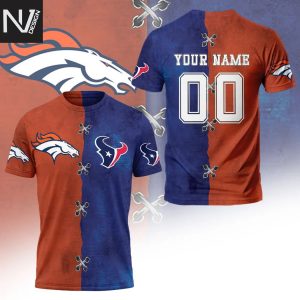 Personalized Denver Broncos x Houston Texans 3D T-Shirt