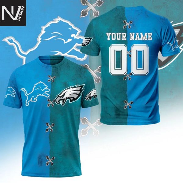 Personalized Detroit Lions x Philadelphia Eagles 3D T-Shirt