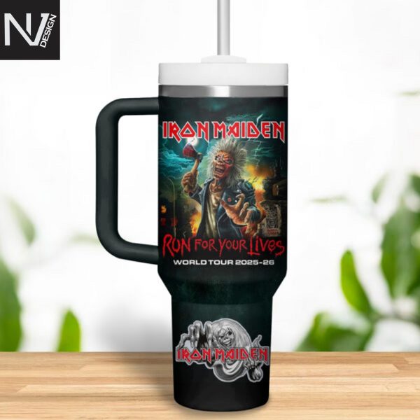Personalized Iron Maiden Run For Your Live World Tour 2025-2026 Tumbler With Handle And Straw