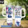 Personalized Dada Stitch Tumbler With Handle And Straw