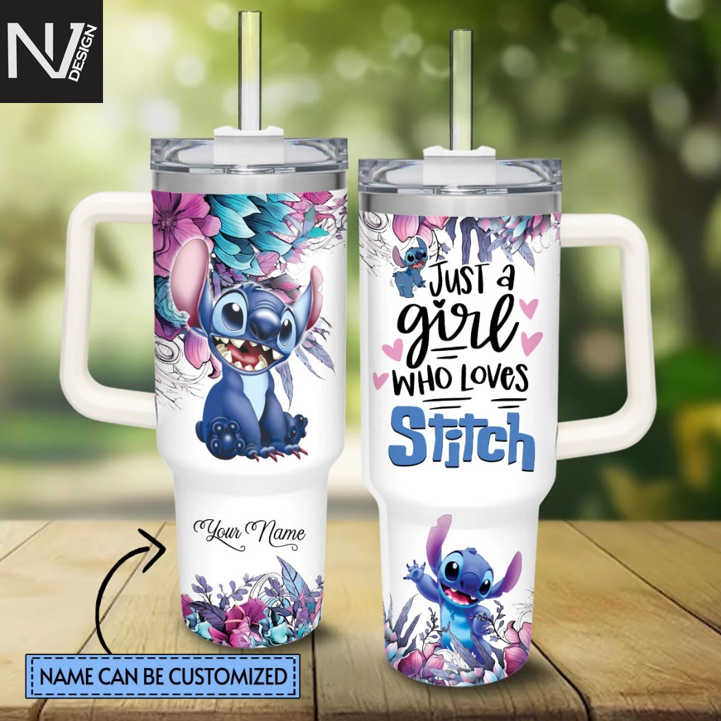 Personalized Just A Girl Who Loves Stitch Tumbler With Handle And Straw Personalized Just A Girl Who Loves Stitch Tumbler With Handle And Straw