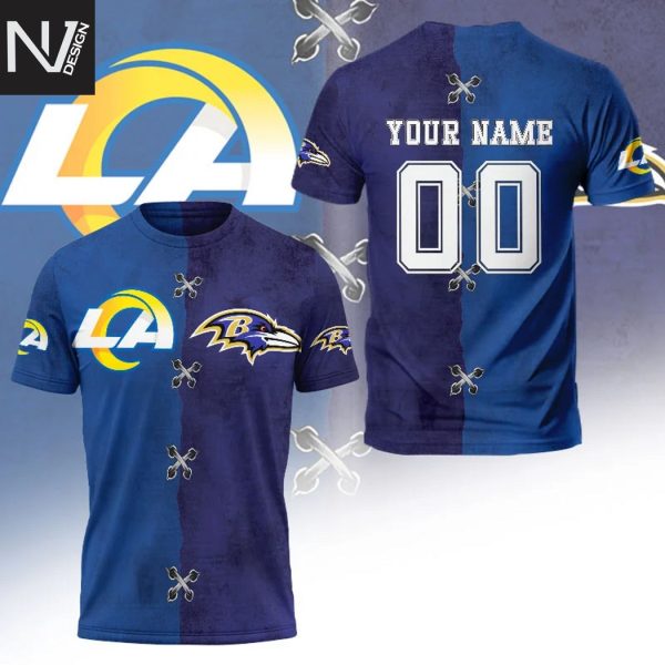 Personalized Los Angeles Rams x Baltimore Ravens 3D T-Shirt