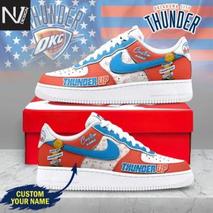 Personalized Oklahoma City Thunder 2025 Champions Finals Thunder Up Air Force 1 Sneaker
