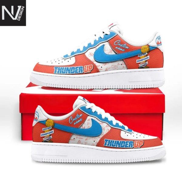 Personalized Oklahoma City Thunder 2025 Champions Finals Thunder Up Air Force 1 Sneaker