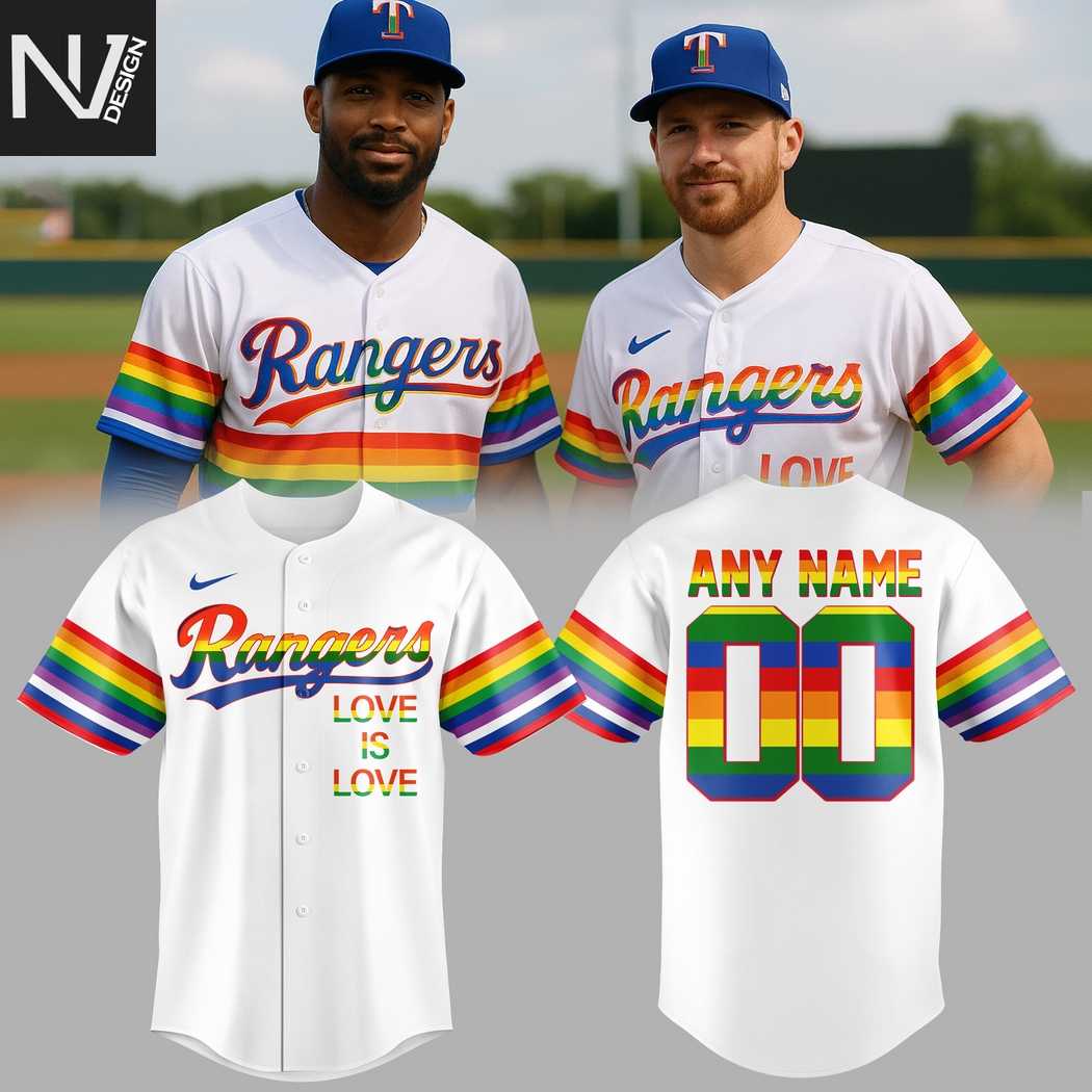 Personalized Texas Rangers Pride Month 2025 Love Is Love Baseball Jersey Personalized Texas Rangers Pride Month 2025 Love Is Love Baseball Jersey