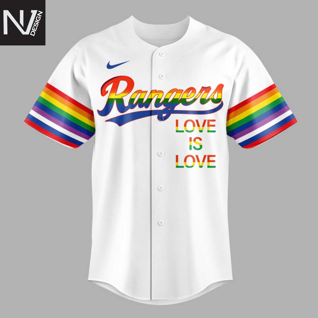 Personalized Texas Rangers Pride Month 2025 Love Is Love Baseball Jersey Personalized Texas Rangers Pride Month 2025 Love Is Love Baseball Jersey