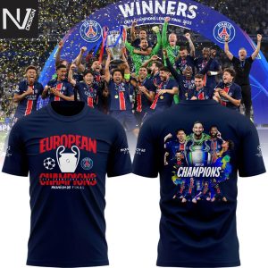 PSG UCL Champions 2025 European Champions Graphic Team 3D T-Shirt