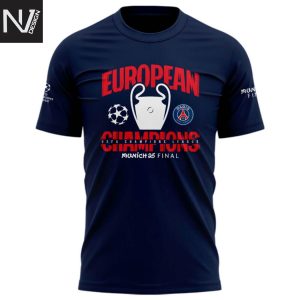 PSG UCL Champions 2025 European Champions Graphic Team 3D T-Shirt