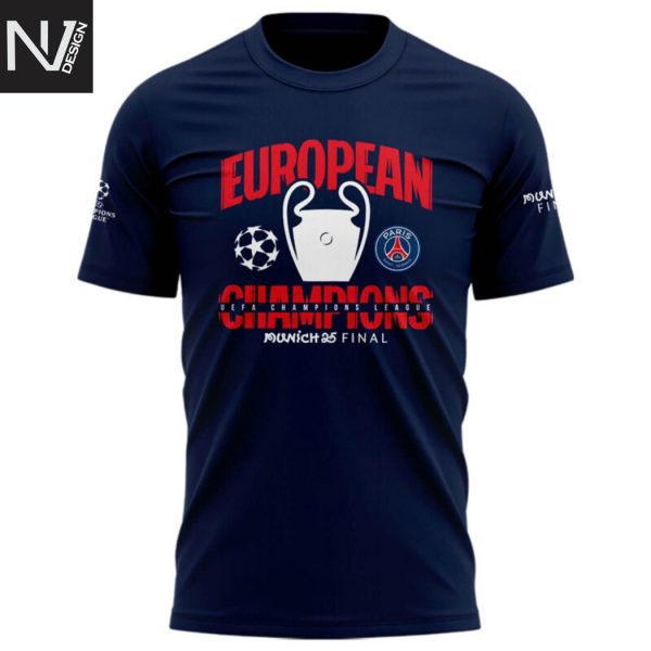 PSG UCL Champions 2025 European Champions Graphic Team 3D T-Shirt