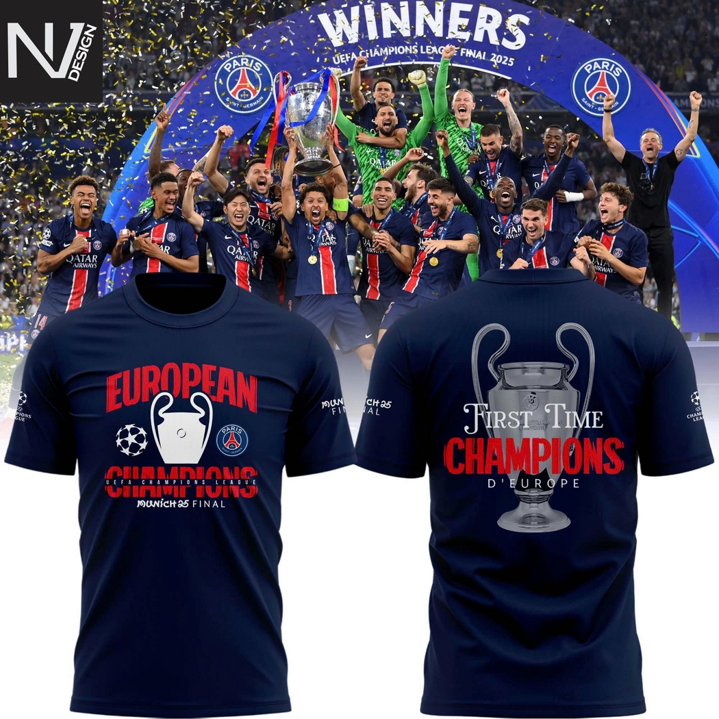 PSG UCL Champions 2025 European Paris Saint-Germain First Time Champions D Europe 3D T-Shirt PSG UCL Champions 2025 European Paris Saint-Germain First Time Champions D Europe 3D T-Shirt