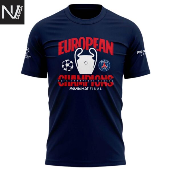 PSG UCL Champions 2025 European Paris Saint-Germain First Time Champions D Europe 3D T-Shirt