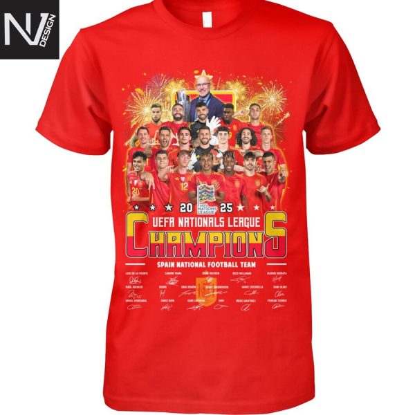 Spain National Football Team 2025 UEFA Nationals League Champions Signature Unisex T-Shirt