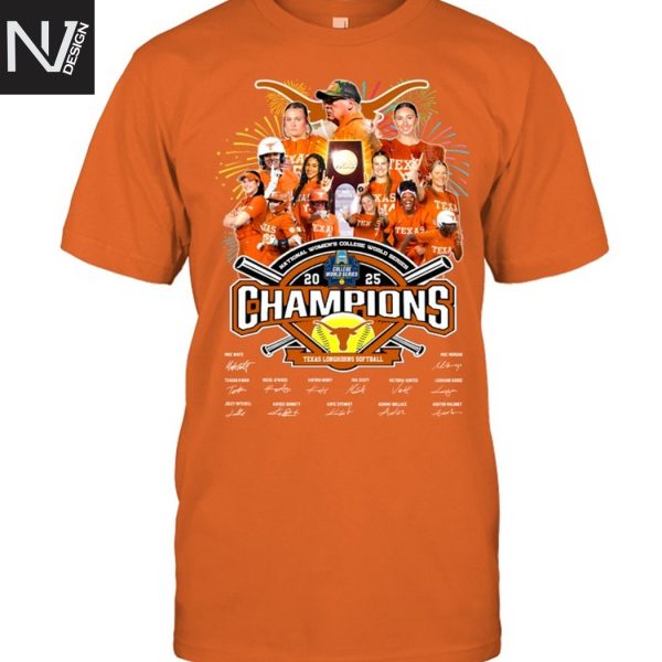 Texas Longhorns Softball National Women College World Series 2025 Champions Signature Unisex T-Shirt