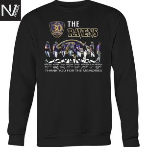 The Baltimore Ravens 30 Seasons Signature Thank You For The Memories Unisex T-Shirt