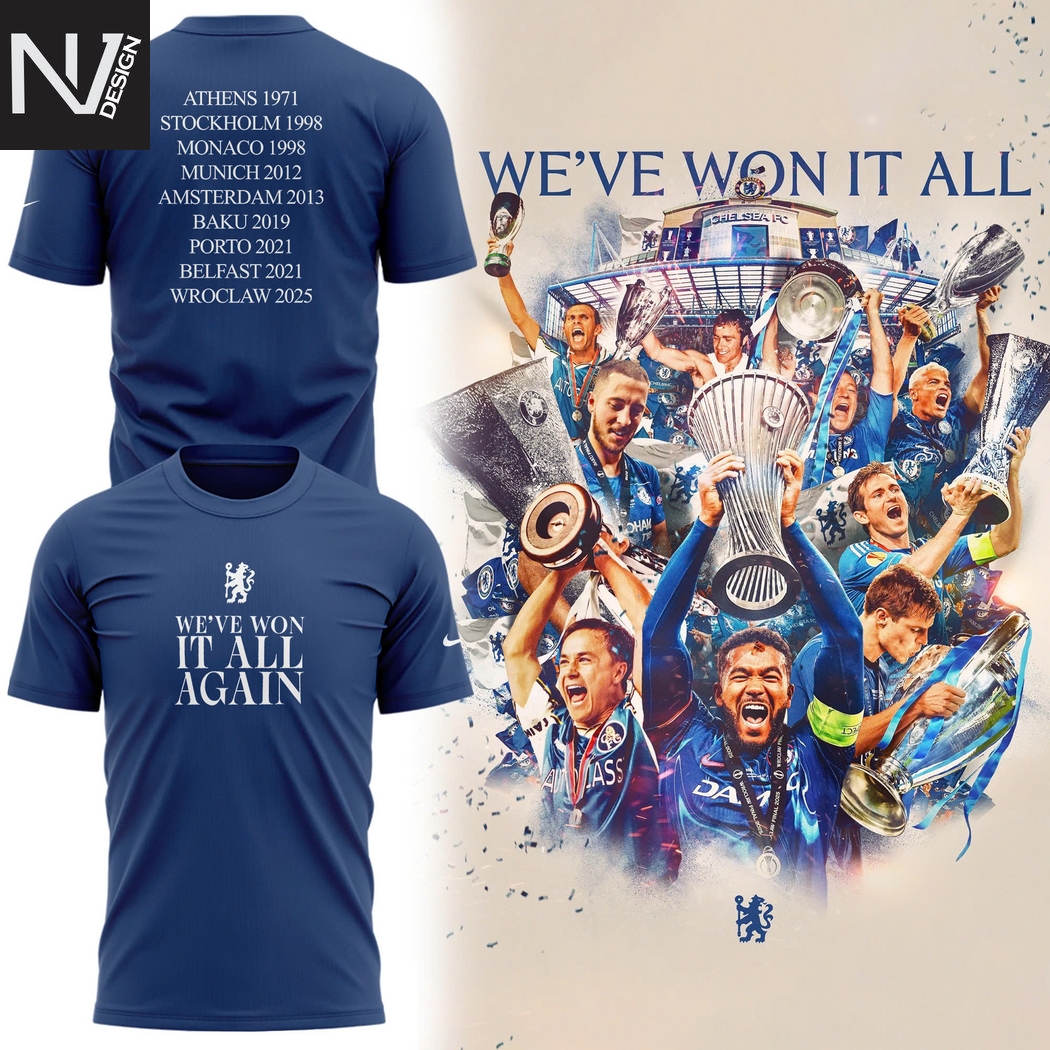 Chelsea We ve Won It All Again 3D T-Shirt- Blue Chelsea We ve Won It All Again 3D T-Shirt- Blue