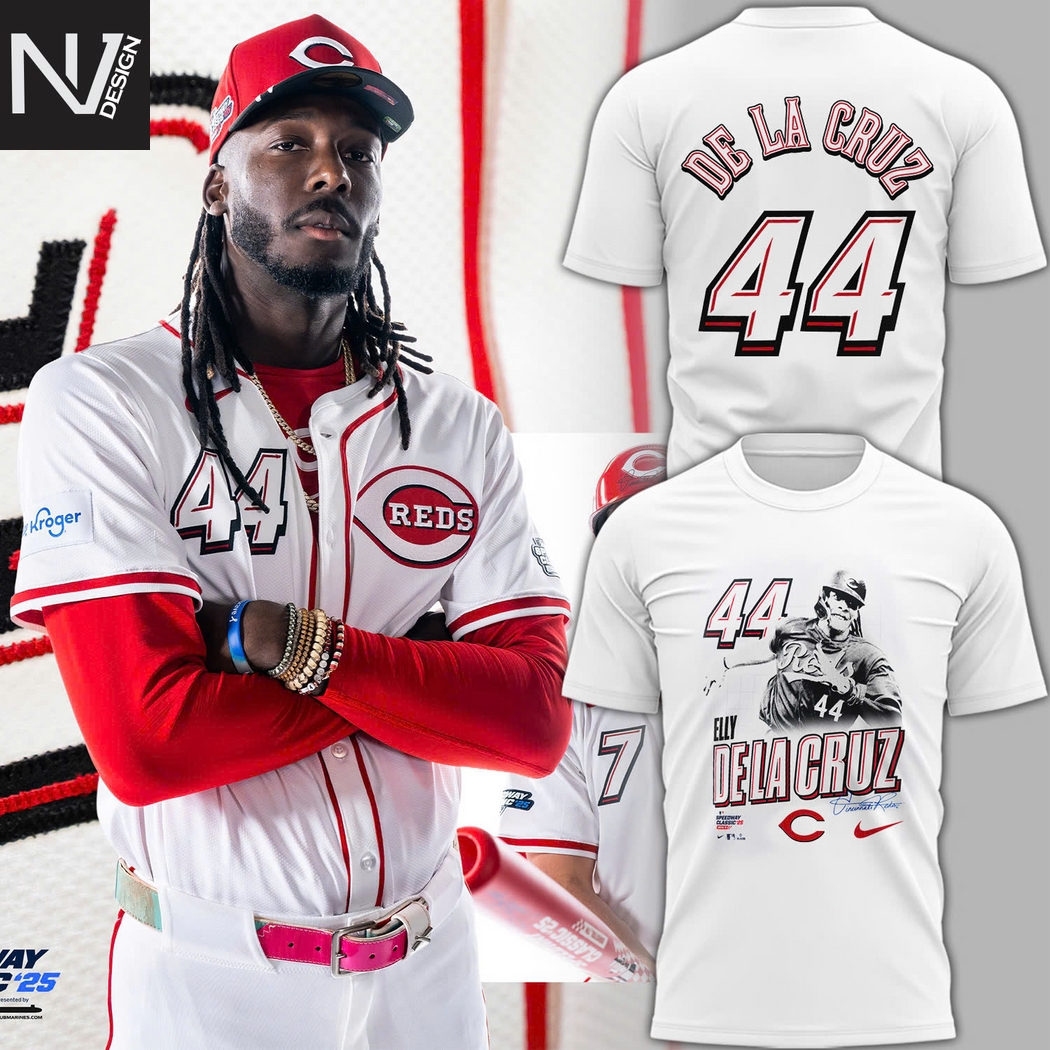 Cincinnati Reds Elly De La Cruz 2025 Speedway 3D T-Shirt Cincinnati Reds Elly De La Cruz 2025 Speedway 3D T-Shirt