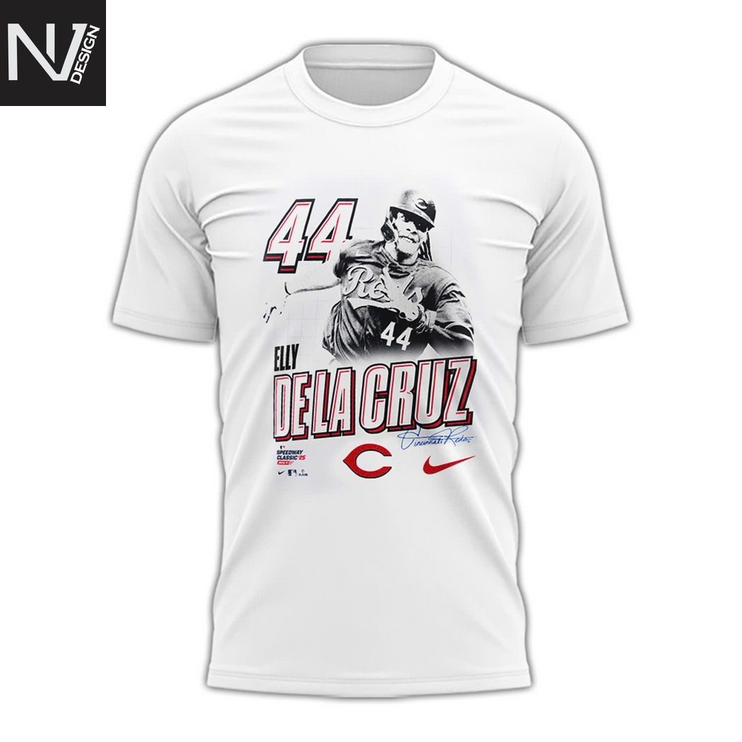 Cincinnati Reds Elly De La Cruz 2025 Speedway 3D T-Shirt Cincinnati Reds Elly De La Cruz 2025 Speedway 3D T-Shirt
