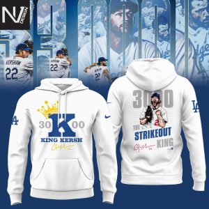 Clayton Kershaw Makes History And Joins The 3,000 Strikeout King Signature Hoodie – White