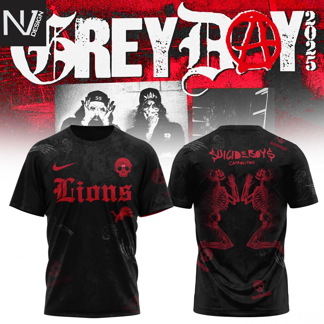 Detroit Lions x Suicideboys Grey Day 2025 Tour 3D T-Shirt Detroit Lions x Suicideboys Grey Day 2025 Tour 3D T-Shirt