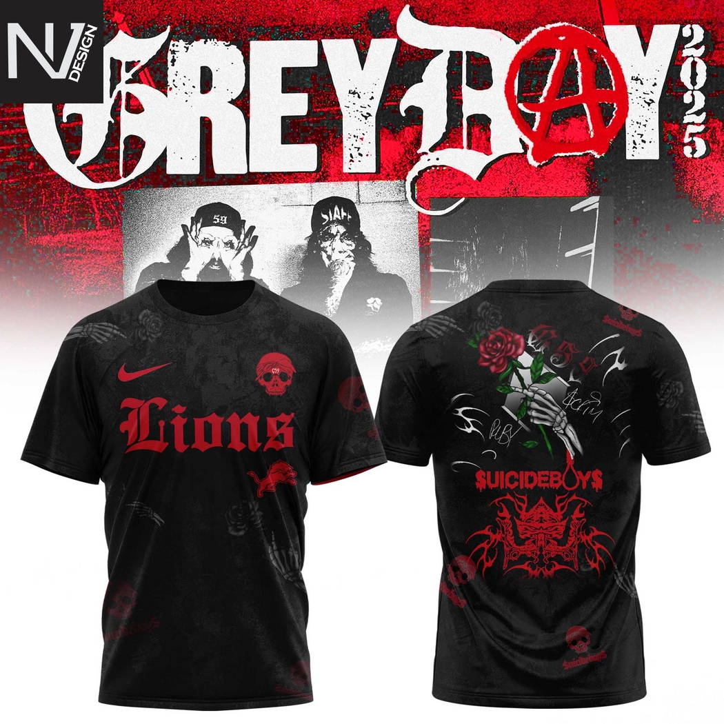 Detroit Lions x Suicideboys Grey Day Tour 2025 3D T-Shirt Detroit Lions x Suicideboys Grey Day Tour 2025 3D T-Shirt
