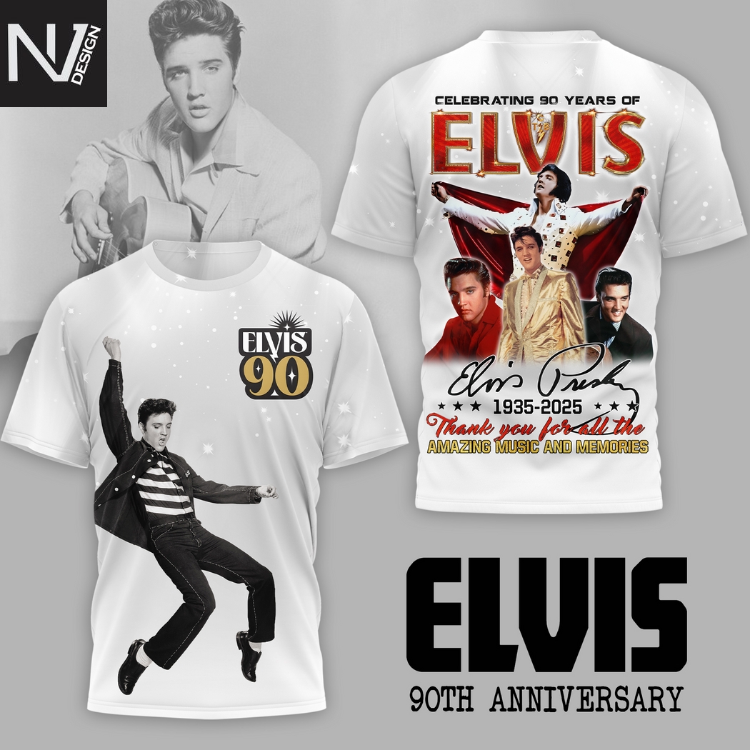Elvis Presley 1935-2025 Thank You For All The Amazing Music And Memories 3D T-Shirt Elvis Presley 1935-2025 Thank You For All The Amazing Music And Memories 3D T-Shirt