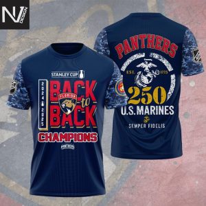 Florida Panthers Back To Back Champions 250 Years Us Marines 3D T-Shirt