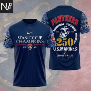 Florida Panthers Stanley Cup Champions 2025 – 250 Years Us Marines 3D T-Shirt