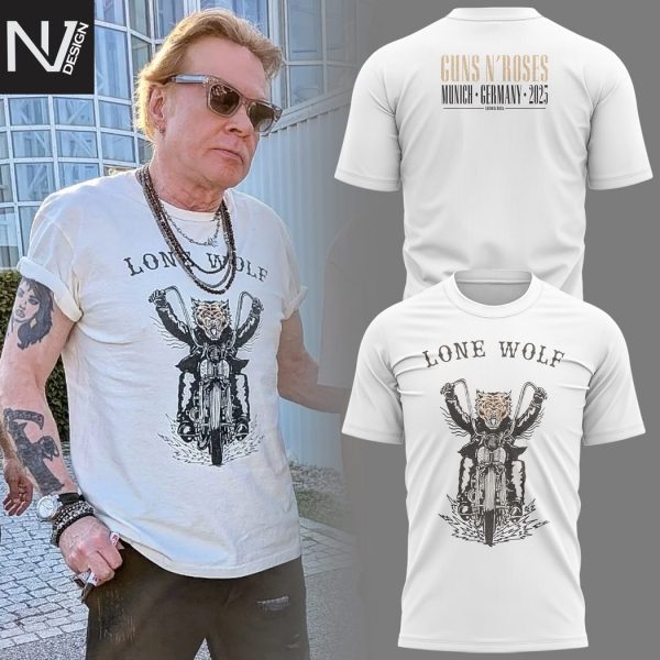 Gun N Roses Munich Gremany 2025 Lone Wolf 3D T-Shirt