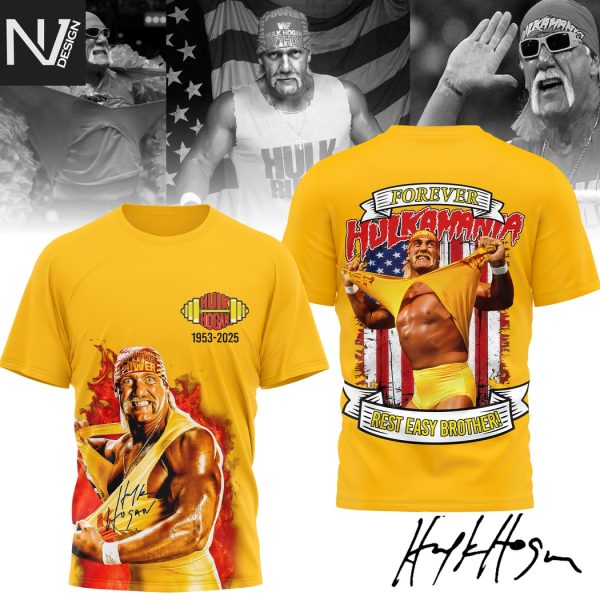 Hulk Hogan 1953-2025 Rest Easy Brother 3D T-Shirt – Gold