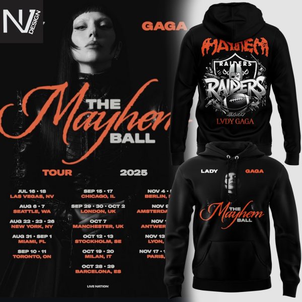 Lady Gaga x Las Vegas Raiders The Mayhem Ball Tour 2025 Hoodie