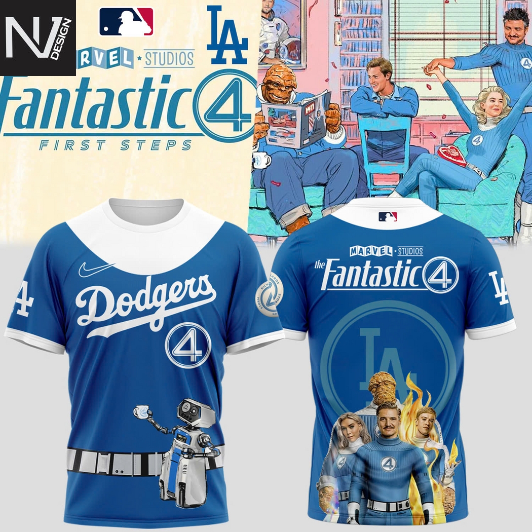 Los Angeles Dodgers Vs The Fantastic Four 3D T-Shirt Los Angeles Dodgers Vs The Fantastic Four 3D T-Shirt