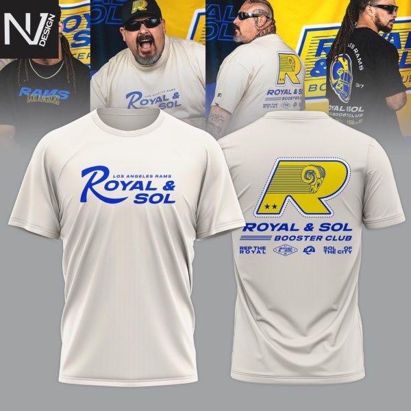 Los Angeles Rams Royal And Sol 2025 Booster Club 3D T-Shirt