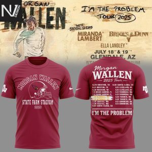 Morgan Wallen x Arizona Cardinals 2025 Im The Froblem Tour 3D T-Shirt