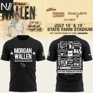 Morgan Wallen x Arizona Cardinals 2025 Im The Froblem Tour July 18,19 3D T-Shirt