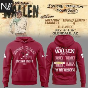 Morgan Wallen x Arizona Cardinals Im The Problem Tour 2025 Hoodie – Red