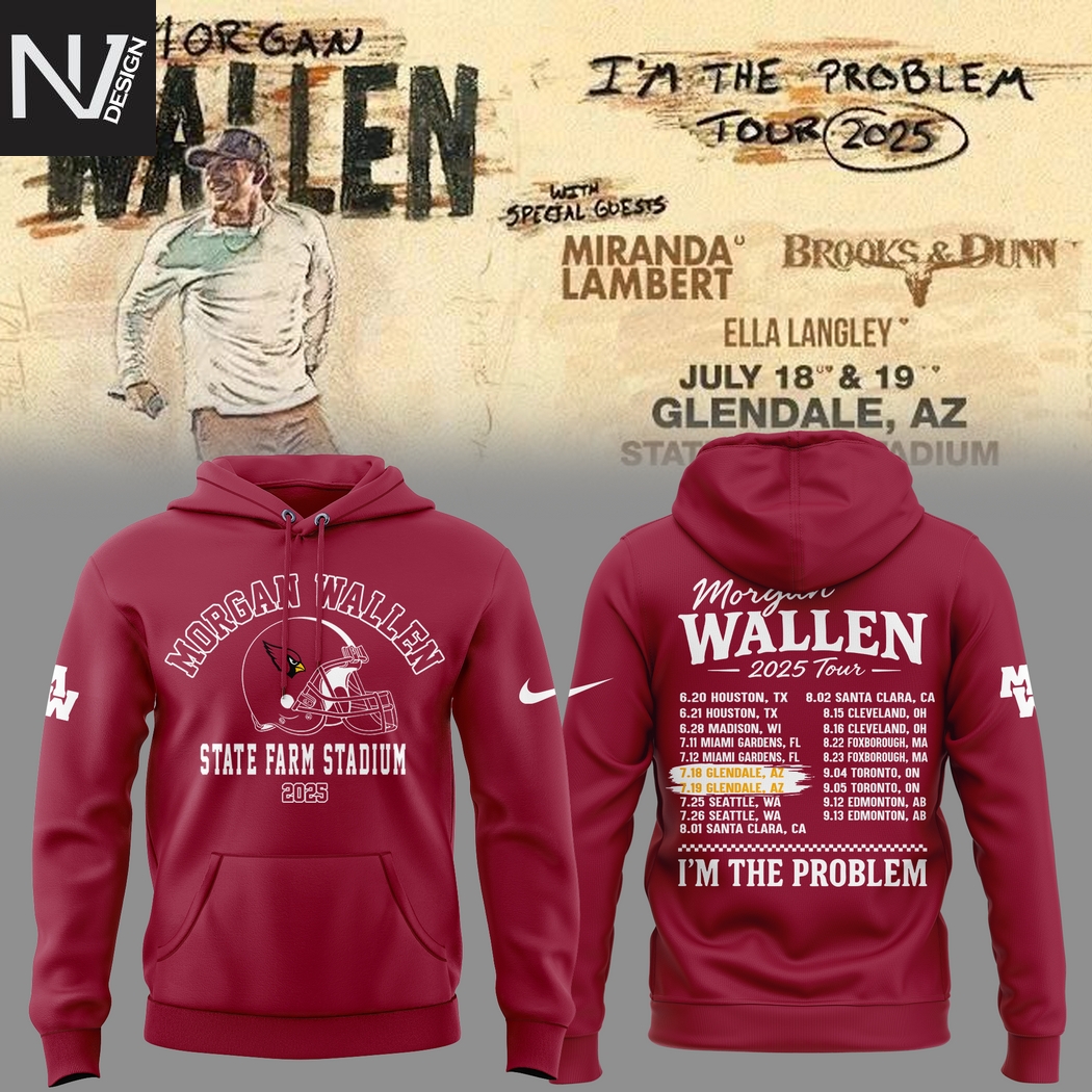 Morgan Wallen x Arizona Cardinals Im The Problem Tour 2025 Hoodie - Red Morgan Wallen x Arizona Cardinals Im The Problem Tour 2025 Hoodie - Red