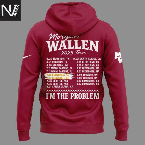 Morgan Wallen x Arizona Cardinals Im The Problem Tour 2025 Hoodie – Red