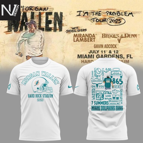 MW – Miami Dolphins Im The Problem Tour 3D T-Shirt – White