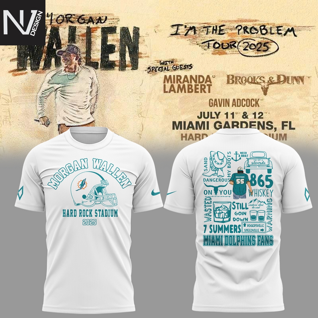MW - Miami Dolphins Im The Problem Tour 3D T-Shirt - White MW - Miami Dolphins Im The Problem Tour 3D T-Shirt - White