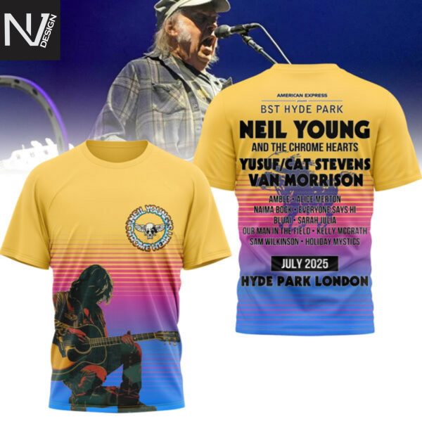 Neil Young Hyde Park London 2025 3D T-Shirt