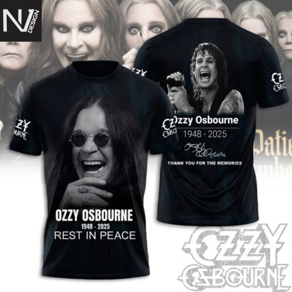 Ozzy Osbourne 1948-2025 Rest In Peace Signature Thank You For The Memories 3D T-Shirt