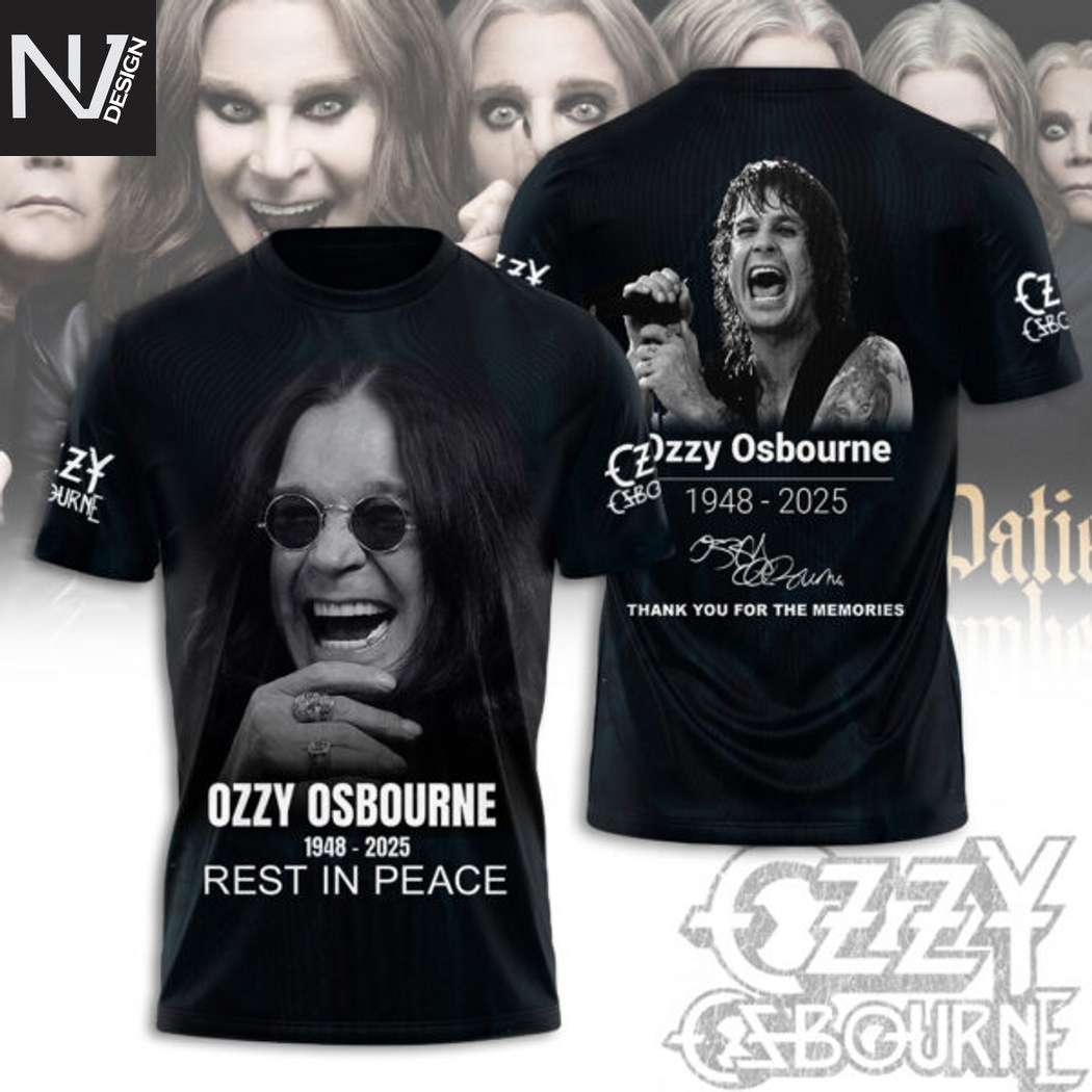 Ozzy Osbourne 1948-2025 Rest In Peace Signature Thank You For The Memories 3D T-Shirt Ozzy Osbourne 1948-2025 Rest In Peace Signature Thank You For The Memories 3D T-Shirt