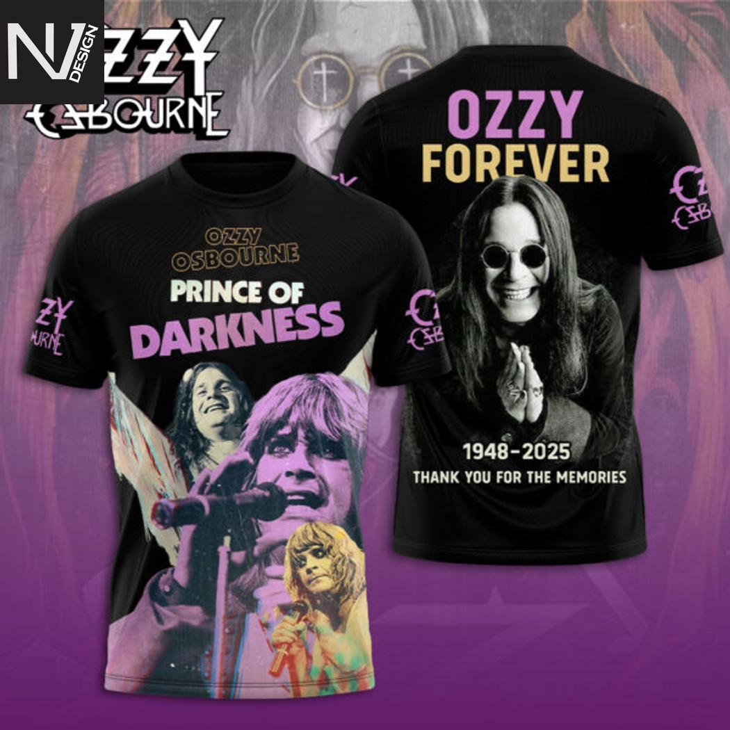 Ozzy Osbourne Prince Of Darkness 1948-2025 Thank You For The Memories 3D T-Shirt Ozzy Osbourne Prince Of Darkness 1948-2025 Thank You For The Memories 3D T-Shirt