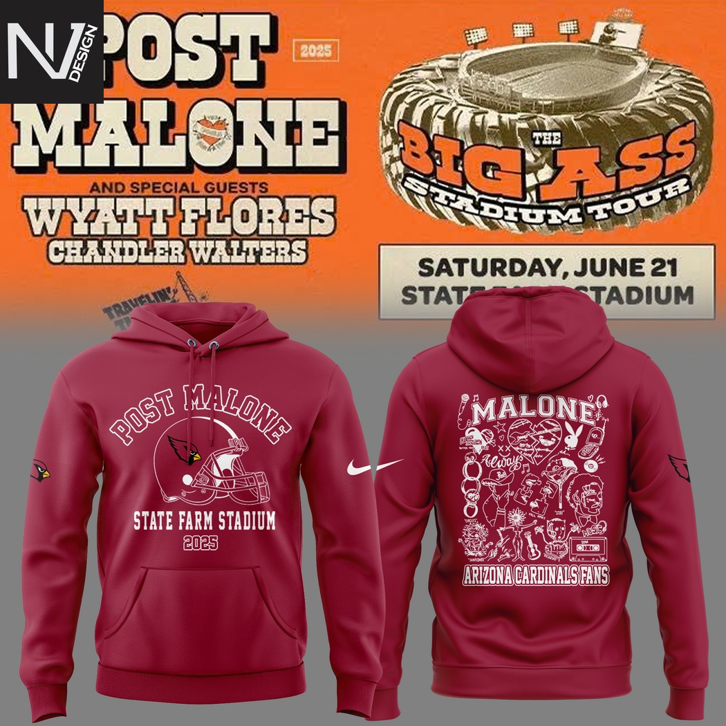 Post Malone x Arizona Cardinals State Farm Stadium 2025 Hoodie Post Malone x Arizona Cardinals State Farm Stadium 2025 Hoodie
